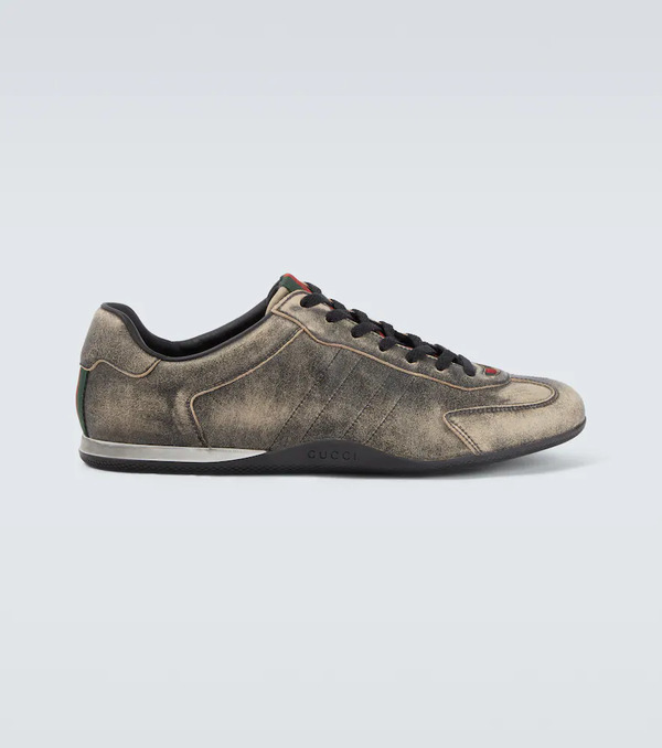  Gucci Gucci Gucci Shift Web Stripe Leather Sneakers 