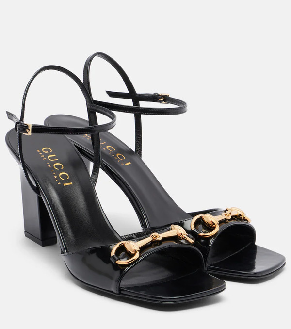  Gucci Gucci Signora Horsebit Leather Slingback Sandals 