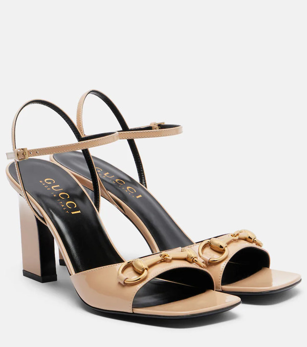  Gucci Gucci Signora Horsebit Leather Slingback Sandals 