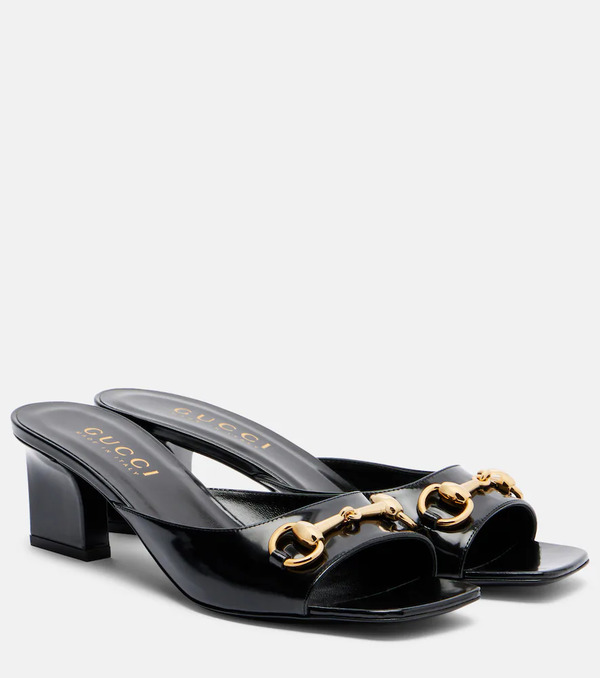  Gucci Gucci Signora Horsebit Patent Leather Mules 