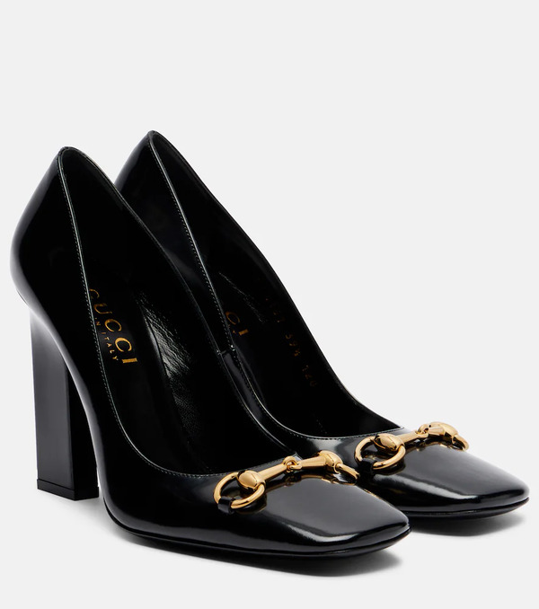  Gucci Gucci Signora Horsebit 110 Patent Leather Pumps 
