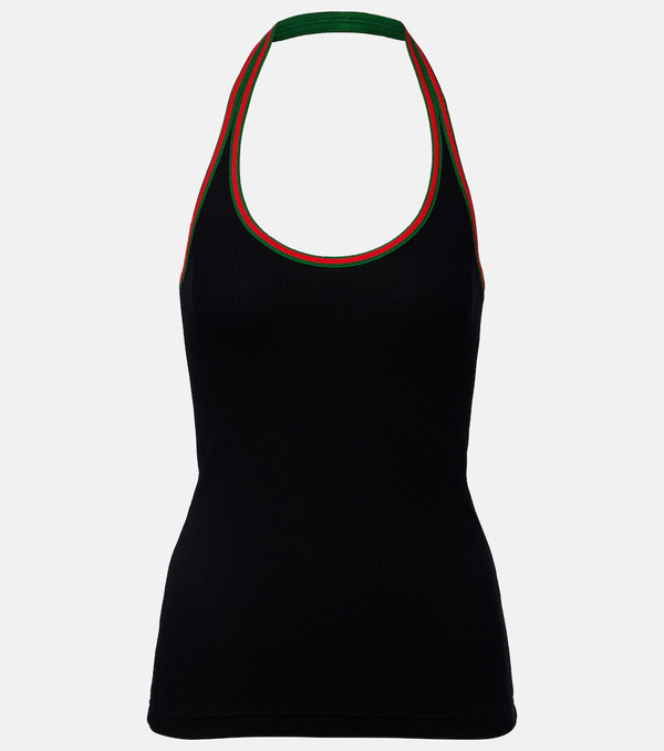  Gucci Gucci Web Stripe Cotton-blend Jersey Top 