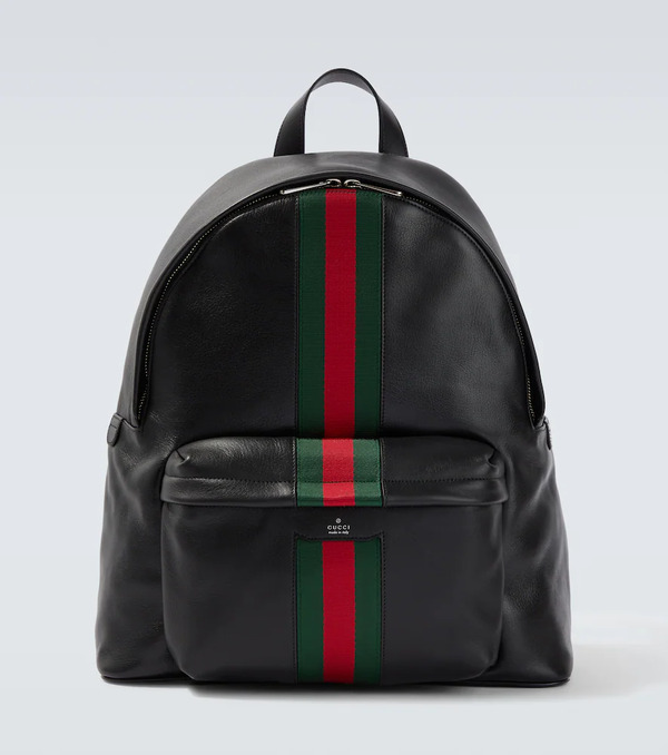  Gucci Gucci Web Stripe Leather Backpack 