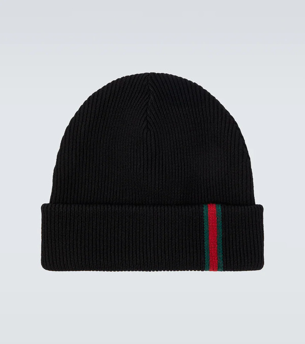  Gucci Gucci Web Stripe Wool Beanie 