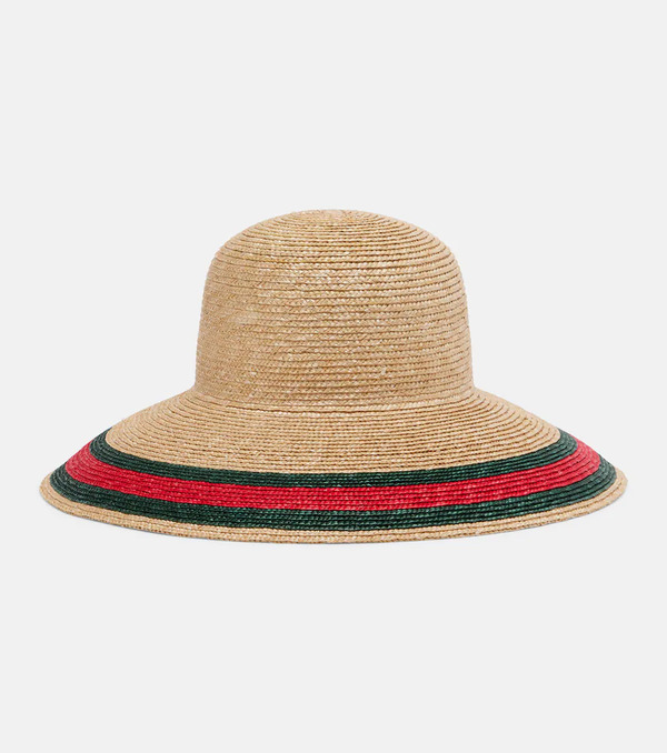  Gucci Gucci Web Stripe Woven Sun Hat 