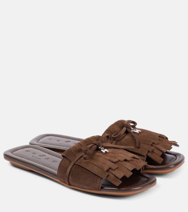  Hogan Hogan H685 Fringed Suede Slides 