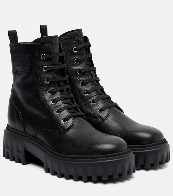  Hogan Hogan H700 Leather Combat Boots 