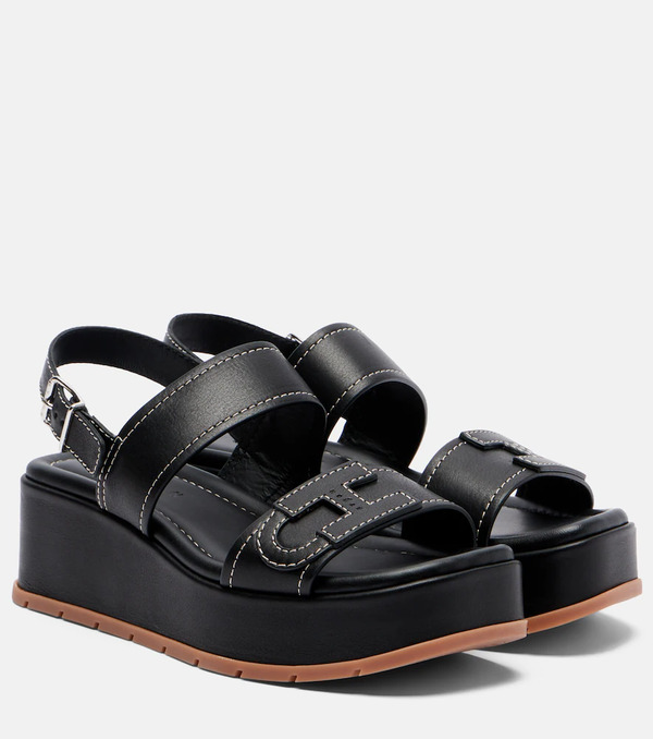  Hogan Hogan H703 Leather Platform Sandals 
