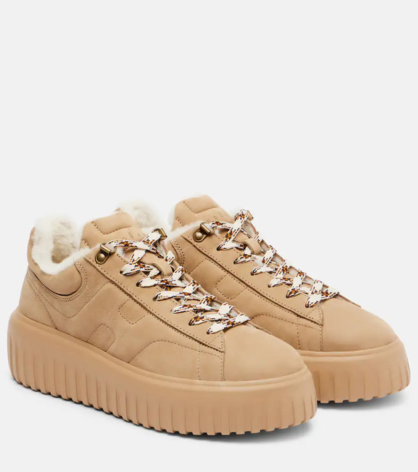  Hogan Hogan H-stripes Shearling-lined Suede Sneakers 