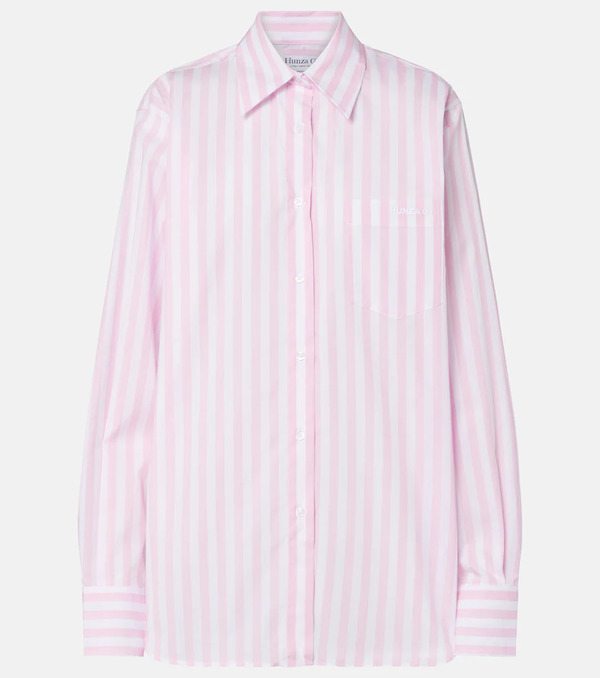  Hunza G Hunza G Embroidered Striped Oversized Cotton Poplin Shirt 