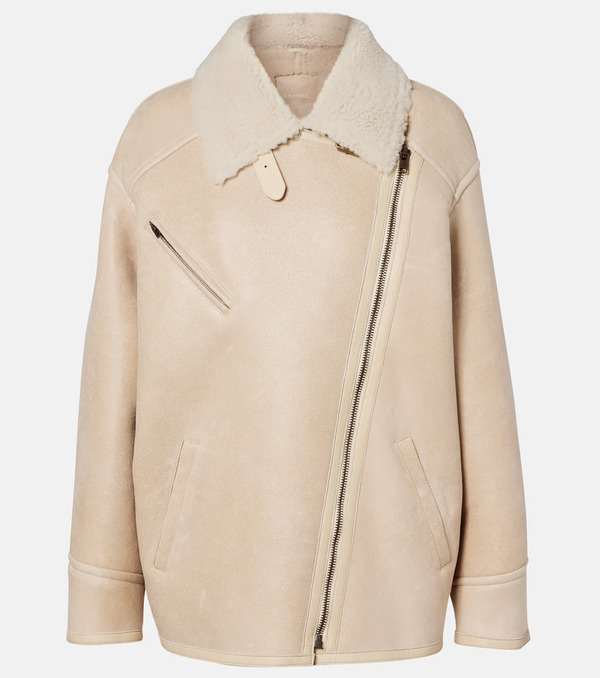  Isabel Marant Isabel Marant Adelina Shearling-trimmed Leather Jacket 