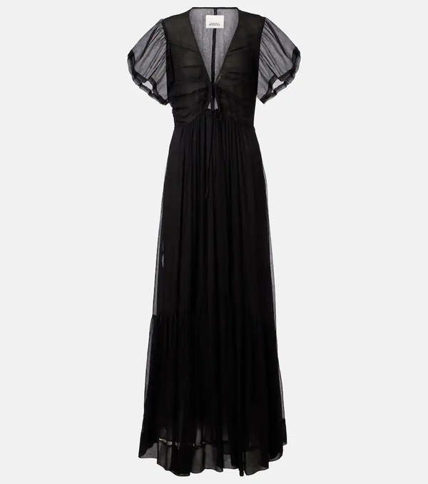  Isabel Marant Isabel Marant Agathe Gathered Silk Maxi Dress 