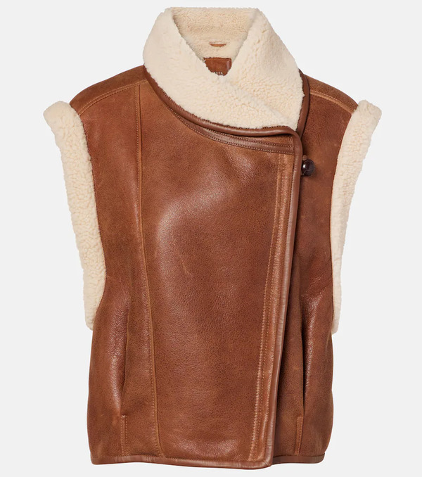  Isabel Marant Isabel Marant Alime Shearling-trimmed Leather Vest 