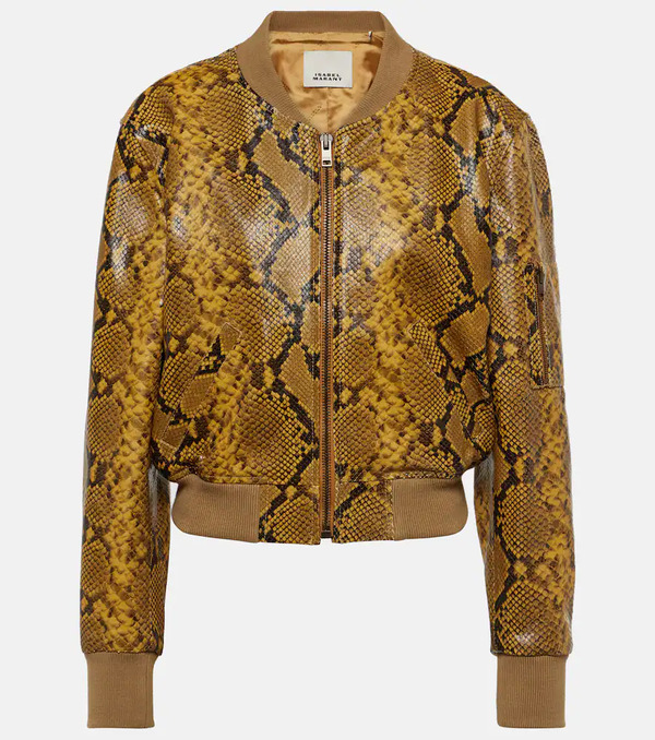  Isabel Marant Isabel Marant Cerem Snake-effect Leather Bomber Jacket 