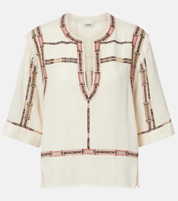  Isabel Marant Isabel Marant Fiosa Embroidered Fringed Silk Top 