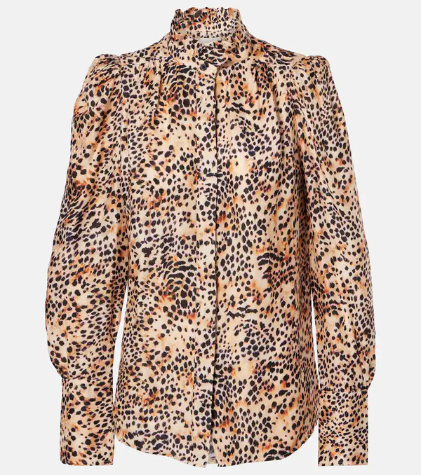  Isabel Marant Isabel Marant Lamia Leopard-print Ruffled Blouse 