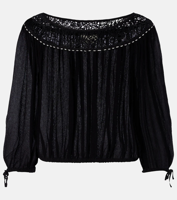  Isabel Marant Isabel Marant Nelida Guipure Lace-trimmed Silk Blouse 