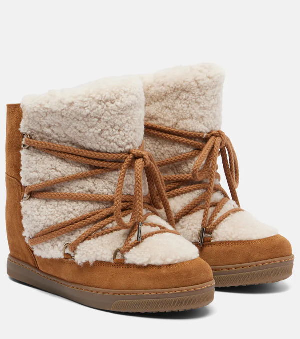  Isabel Marant Isabel Marant Nowles Shearling And Suede Snow Boots 