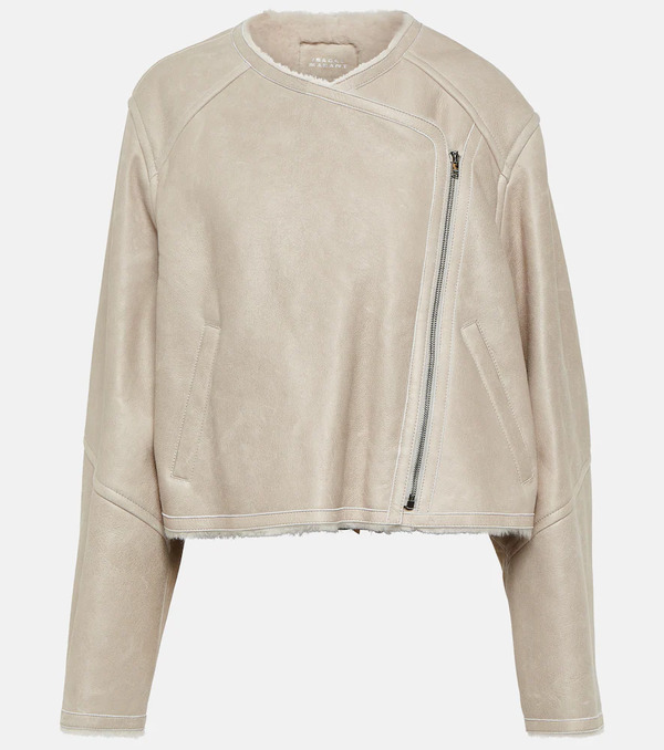  Isabel Marant Isabel Marant Ostya Shearling-lined Leather Jacket 