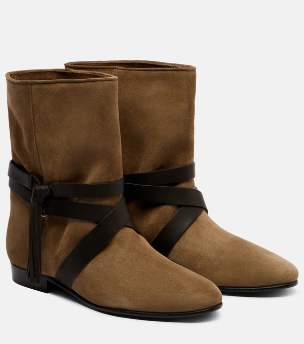  Isabel Marant Isabel Marant Rejen Leather-trimmed Suede Ankle Boots 