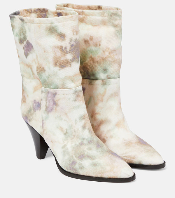  Isabel Marant Isabel Marant Rouxa Printed Canvas Ankle Boots 