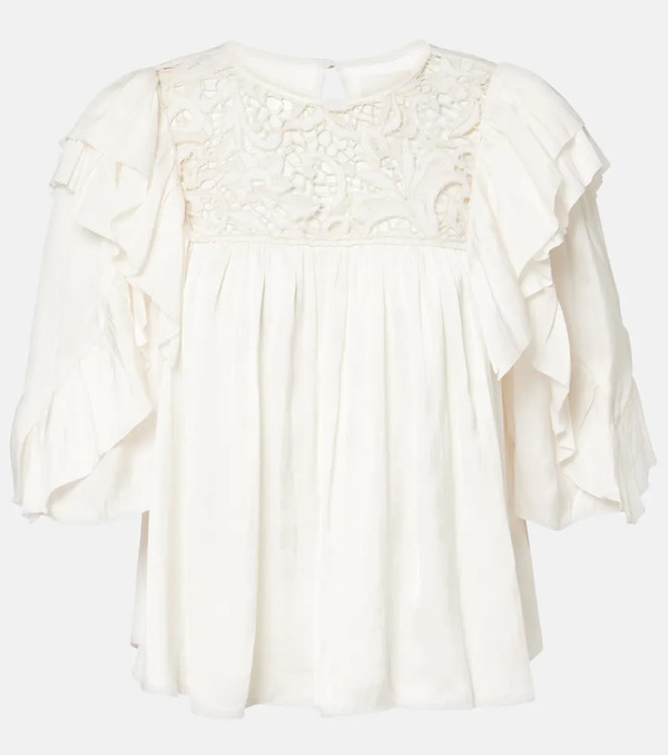  Isabel Marant Isabel Marant Syrane Lace-trimmed Ruffled Top 