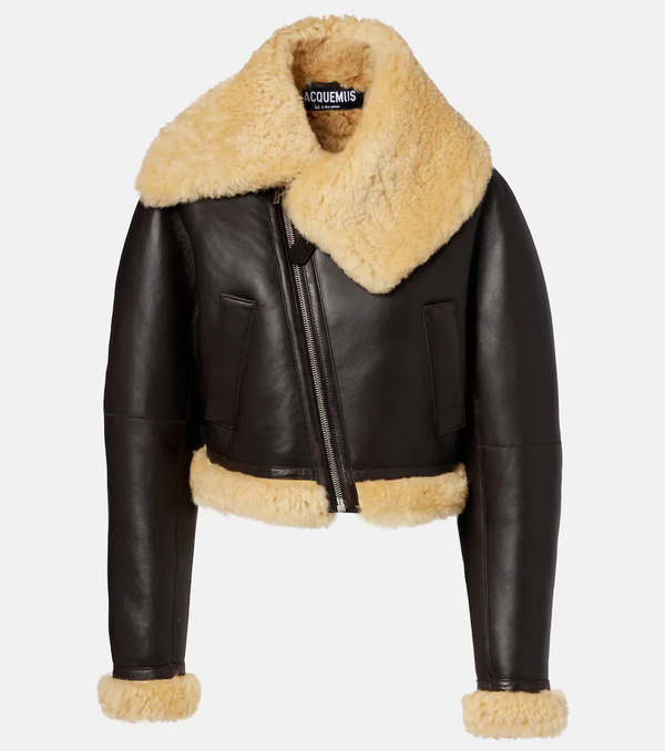  Jacquemus Jacquemus Aviatore Cropped Shearling-trimmed Leather Jacket 