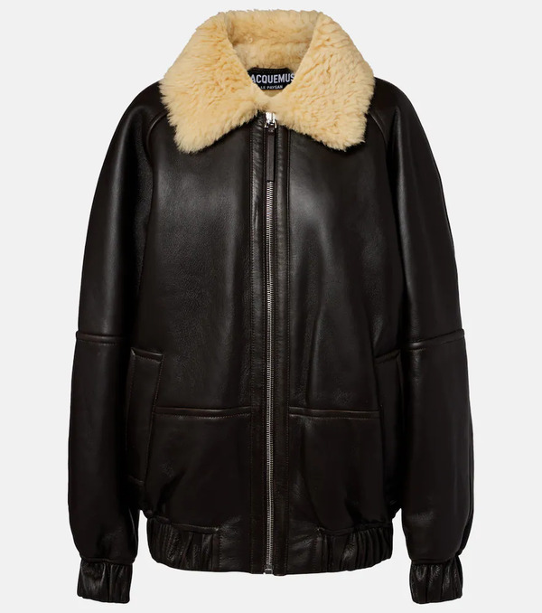  Jacquemus Jacquemus Bombardier Shearling-trimmed Leather Bomber Jacket 