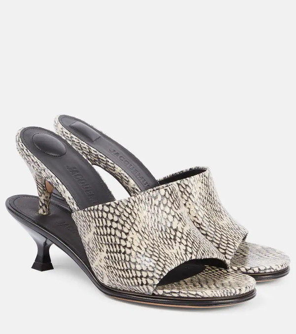  Jacquemus Jacquemus Doubles Snake-effect Leather Mules 