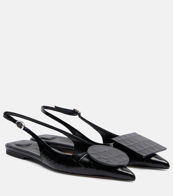  Jacquemus Jacquemus Duelo Croc-effect Leather Slingback Flats 