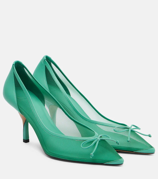 Jacquemus Jacquemus Tourni 80 Leather-trimmed Mesh Pumps 