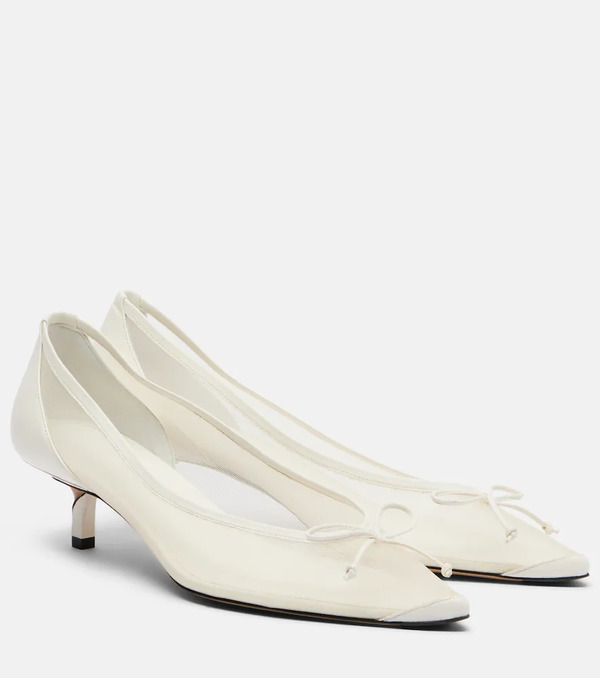  Jacquemus Jacquemus Tourni Leather-trimmed Mesh Pumps 
