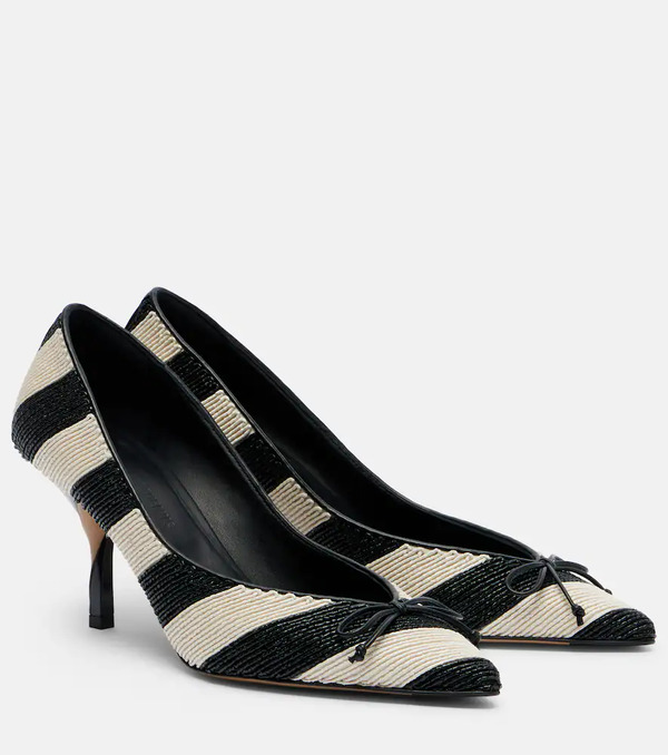 Jacquemus Jacquemus Tourni Striped Raffia-effect Pumps 