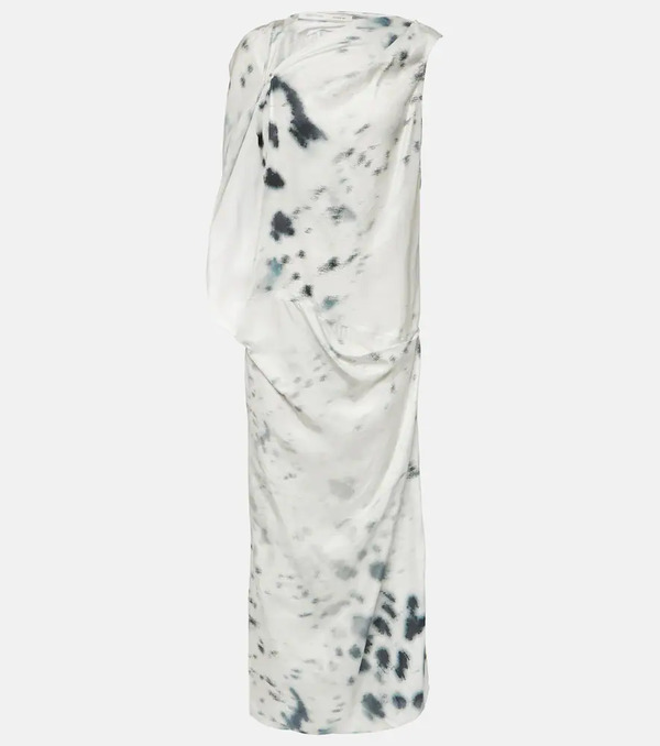  Jacques Wei Jacques Wei Gathered Printed Satin Midi Dress 