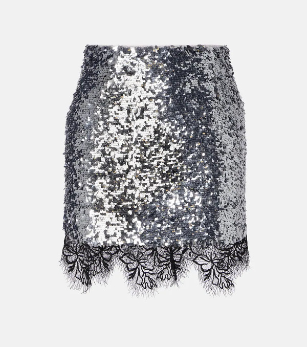  Jacques Wei Jacques Wei Lace-trimmed Sequined Miniskirt 