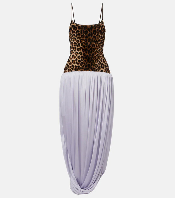  Jacques Wei Jacques Wei Leopard-print Draped Maxi Dress 
