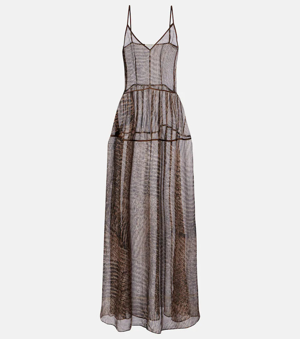 Jacques Wei Jacques Wei Printed Semi-sheer Silk Maxi Dress 