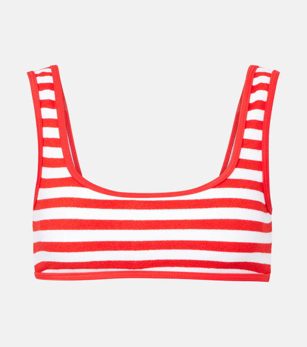  Jade Swim Jade Swim Rounded Edges Striped Terry Bikini Top 