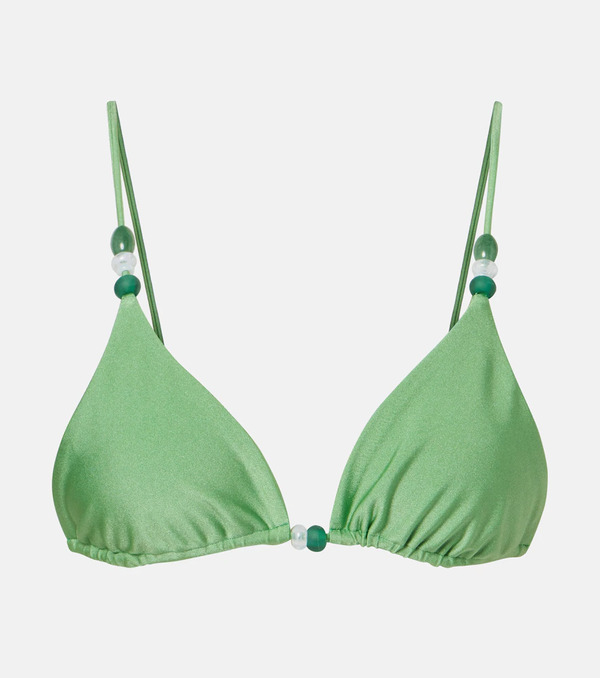  Jade Swim Jade Swim Via Beaded Triangle Bikini Top 