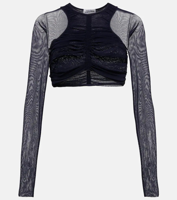  Jean Paul Gaultier Jean Paul Gaultier Ruched Mesh Crop Top 