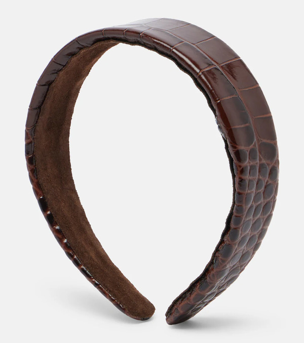  Jennifer Behr Jennifer Behr Cruz Croc-effect Leather Headband 