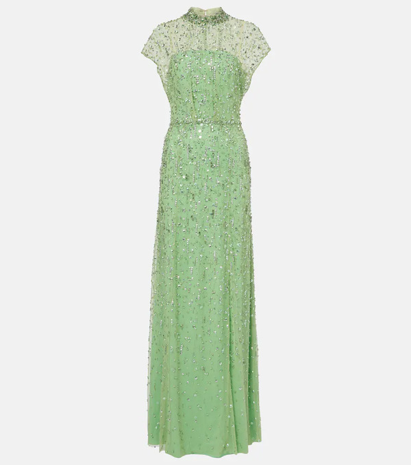  Jenny Packham Jenny Packham Crystal Drop Embellished Gown 