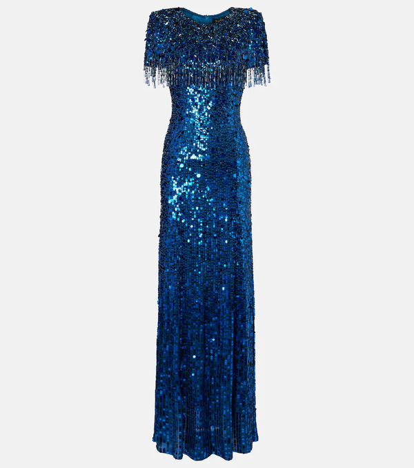  Jenny Packham Jenny Packham Embellished Fringed Gown 
