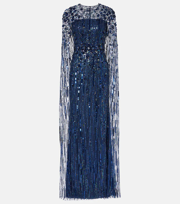  Jenny Packham Jenny Packham Ruby Sequined Caped Gown 