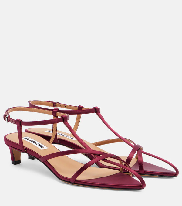  Jil Sander Jil Sander Cage Satin And Leather Sandals 
