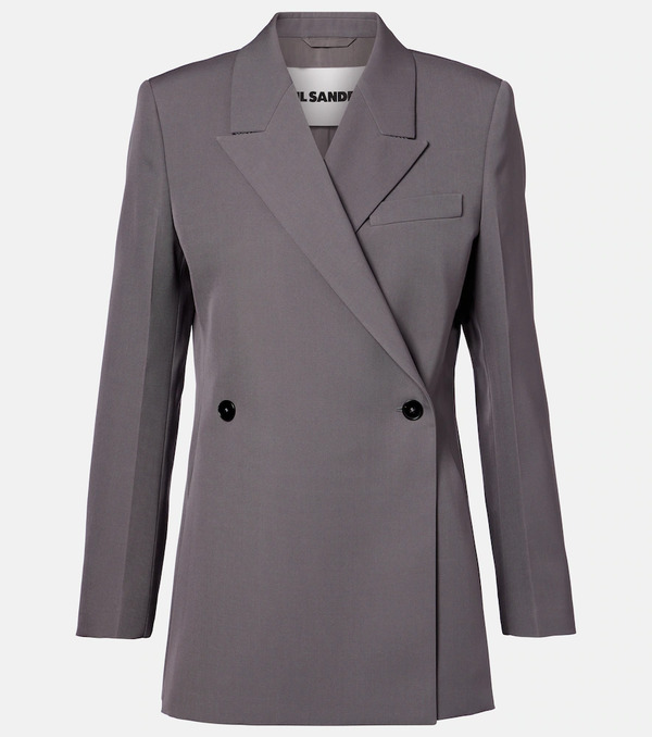  Jil Sander Jil Sander Double-breasted Wool Gabardine Blazer 