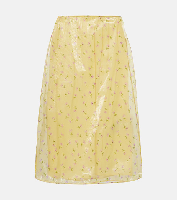 Jil Sander Jil Sander Floral Organdy Midi Skirt 