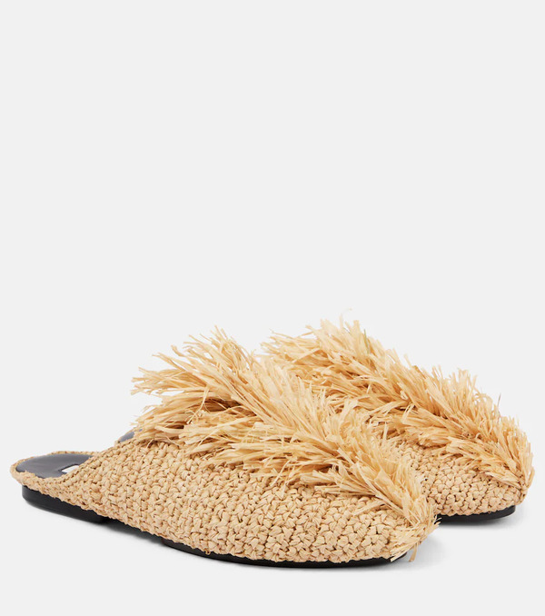  Jil Sander Jil Sander Fringed Raffia Mules 