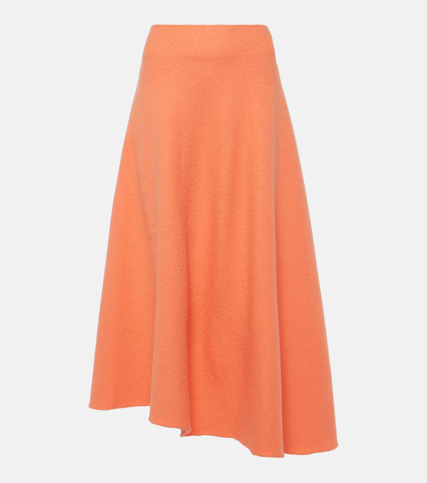  Jil Sander Jil Sander High-rise Asymmetric Wool Midi Skirt 