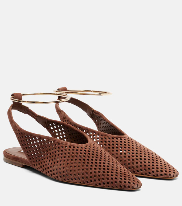  Jil Sander Jil Sander Perforated Suede Slingback Flats 